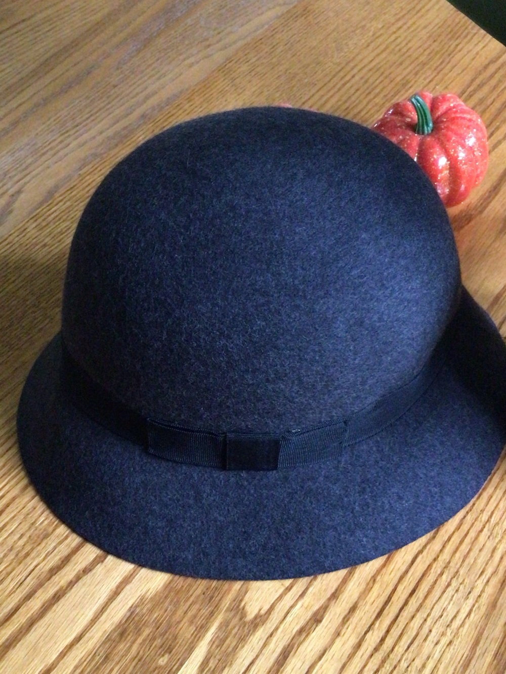 JJill 100% Wool Classic Felt Cloche Hat in Dark Gray